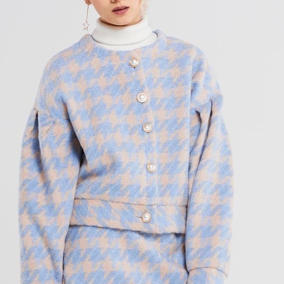 Blue Houndstooth Jacket and Skirt Set!! - Picture 4 of 8